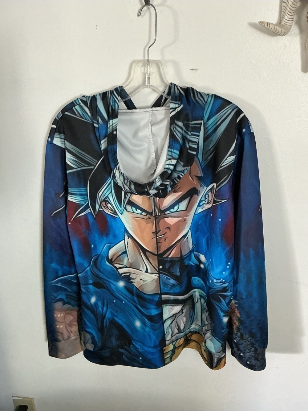 Men's Blue Graphic Hooded Shirt Jacket